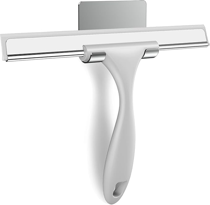 SetSail Shower Squeegee for Glass Doors All-Purpose Squeegee for Shower Glass Heavy Duty Window Squeegee with Hook for Tile, Sink, Mirror, Car Windshield Cleaning 10 Inches, All Grey