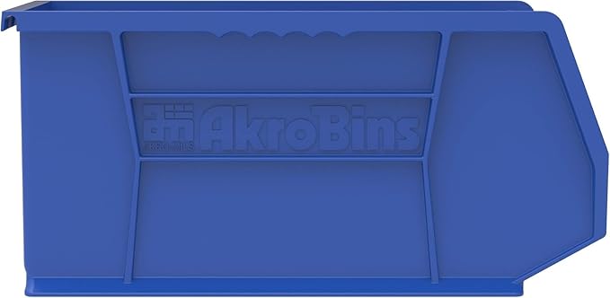 Akro-Mils 30240 AkroBins Plastic Storage Bins, Space-Saving Stackable Bins for Garage, Pantry, Craft Organization, 15 x 8 x 7 inches, Blue, 12-Pack