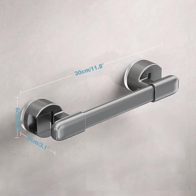 Suction Grab Bars for Showers，Bathroom Shower Grab Bar, Suction Cup Mount, Removable Shower Grab Bar, Suction Cup Grab Bar No Drilling Required, Gray