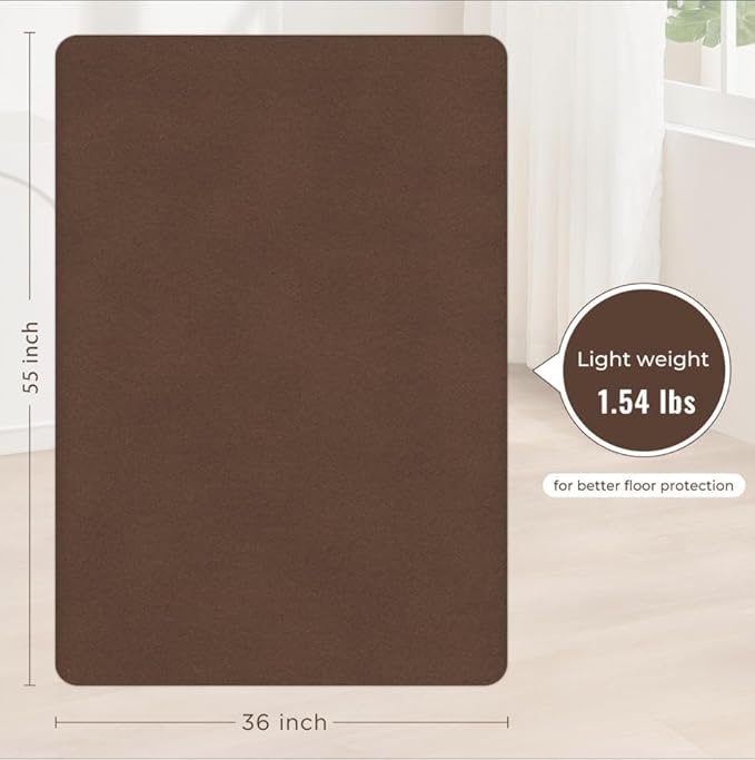 Sycoodeal Office Chair Mat for Hardwood Floor,Slip Resistant Floor Mat for Office Computer Gaming Chair,Heavy Duty Floor Protector for Rolling Chairs,Easy to Clean,Coffee(36"x55")
