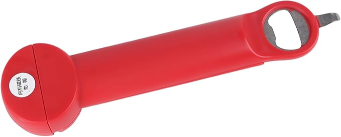 HURRISE Stainless Steel Screwer 3 in Multifunctional Retractable Jar Bottle Opener & Tab Opener - Essential Kitchen Tool (Red)