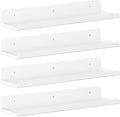 Lifewit Floating Shelves for Bathroom, Acrylic Display Shelf Wall Mounted for Makeup, Skincare, Nail Polish, Book, 14" Perfume Organizer for Bedroom, Living Room, Nursery, Home Decor, White, 4 Pack