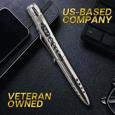 Tactical Pen – Self Defense Survival EDC Pen with LED Flashlight, Glass Breaker & Bottle Opener – Military Multitool Pen for Men & Women – Veteran-Owned TakeFlight – 2 Ink Refills + Extra Battery