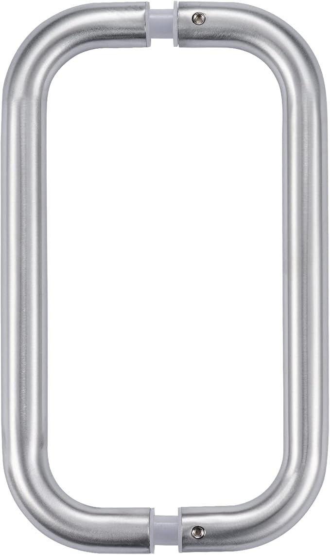 Ranbo Brushed Nickel 8" （CTC） Tubular Back-to-Back Shower Door Handle，3/4" Diameter Pull Handles with Metal Washers, for 1/4"- 1/2" Thick Glass and 1-3/8" - 2-1/6" Thick Wooden or Metal Doors