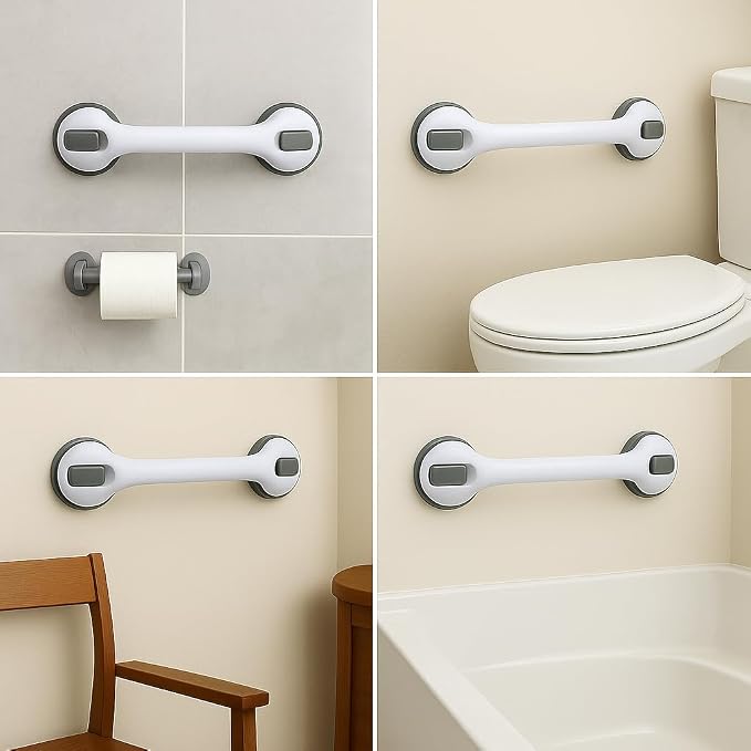Grab Bars for Bathtubs and Showers, Shower Grab Bars for Seniors, Shower Handles for Elderly Suction, Safety Bars for Showers and Walls (16 Inches - 2PK), Gray, CIV_SGB_2SC_16.5IN_2PK