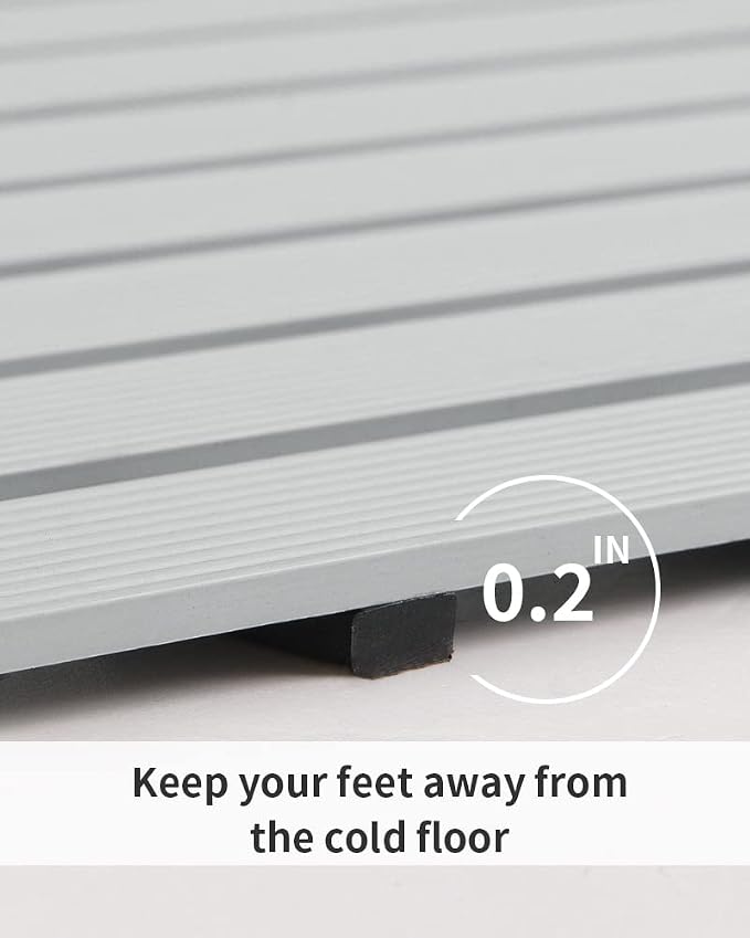 PADOOR Shower-Mat Non Slip, Heavy Duty Bathtub-Mat Curlable Quick Drain Sturdy Bath Tub Mat Without Suction Cups for Indoor Outdoor Use 17x36 Inch Grey