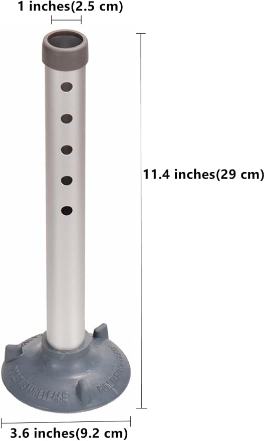 Foot Tubes with Suction Cup Tips, Replacement Parts for Toilet Safety Rails and Shower Chair Benches, Universal 5 Height Adjustable Aluminum Tube Accessories (Pack of 2)