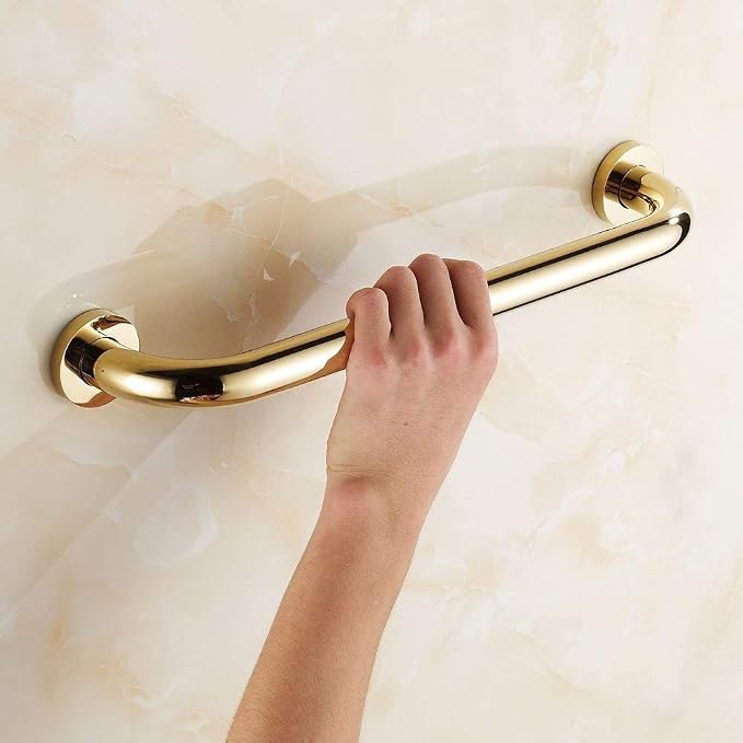 24-Inch Grab Bar Safety Handrail, Polished Gold, Heavy-Duty Construction Armrest, Bathroom Shower Bathtub Support for Hotel/Motel/Home