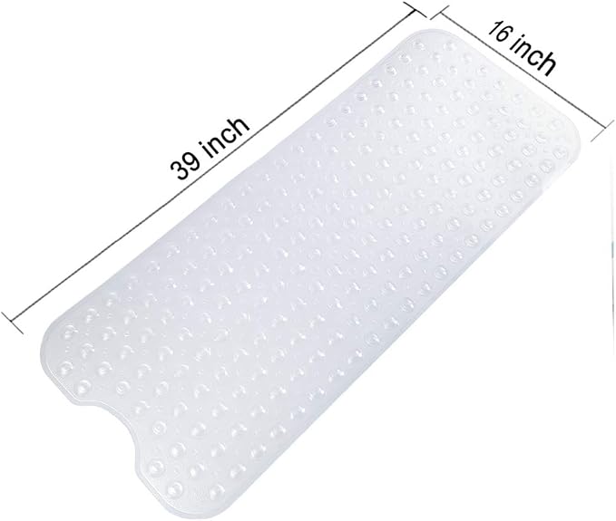 Tree Bud Bathtub Mats for Shower Tub Non-Slip Bath Mat 39 x 16 Inch Extra Long Shower Mat, Bath Tub Mat for Bathroom with Machine Washable, BPA Free for Kids (Clear)