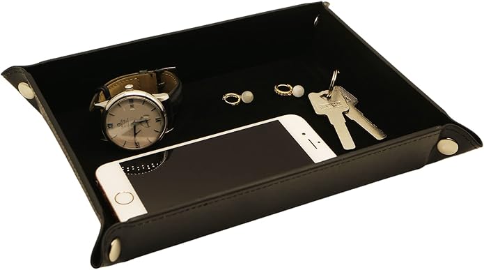 Valet Organizer - Catchall Tray for Jewelry, Wallets, Watches, Keys, Coins, Phones, Glasses - Perfect for Nightstand, Desk, Entryway