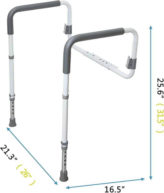 WeHwupe Toilet Safety Rails for Elderly Adults - Adjustable Bathroom Toilet Safety Frame with Handles - Stand Alone Toilet Grab Bar for Senior, Handicap & Disabled,Fits Most Toilets, White, TRX-8002