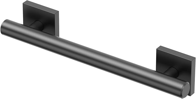 Gatco 940MX Elevate 12" L Grab Bar, Matte Black/ADA Compliant Stainless Steel Safety Grab Bar for Bathroom
