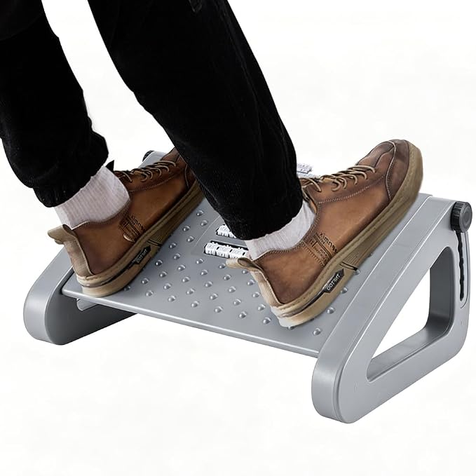 CasaZenith Foot Rest, Six Heights Adjustable Foot Rest for Under Desk at Work, Ergonomic Foots Stool for Under Office Desks, Under Desk Footrest with Foot Massage Roller, Chair Footrest - Gray