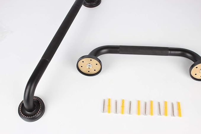 18-Inch Grab Bar Featuring Anti-Slip Handrail, Solid Brass, Oil Rubbed Bronze, Heavy-Duty Construction Armrest, Bathroom Bathtube Shower Safety Rail