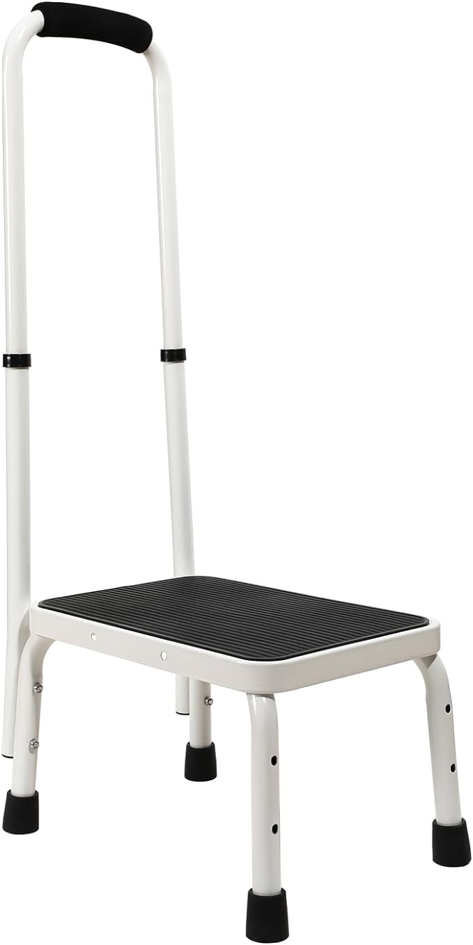 Sattiyrch Step Stool with Handle for Ederly,Sturdy and Lightweight Stool with Anti-Skid Platform,Easy Assmbly,Safely Supports up to 350 Pounds with 9.5 Inch