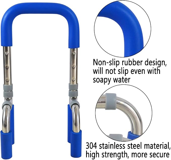 Anti-Slip Bathtub Grab Bar Safety Bar for Seniors and Handicap - for Assistance Getting in and Out of Tub, Easy to Install on Most Tubs