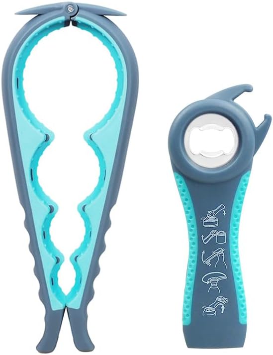 Multi-Function Bottle and Jar Opener, 6-in-1 Kitchen Tool,Glass Can Opener,Suitable for Kitchens and Dining Rooms,Can be Easily Opened by Women,Children and the Eldlely(Blue)