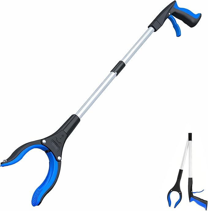 Grabber Reacher Tool - 32” Extra Long Foldable Gripper and Reaching Tool - Heavy Duty Pick Up Stick Grabbers for Seniors, Trash, Surgery Recovery Must Haves Gifts (Blue)