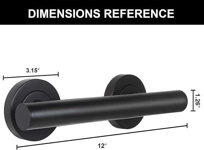 Lava Odoro Shower Grab Bar, Modern Stainless Steel Handicap Grab Bar for Bathtubs and Showers, Shower Safety Bar for Seniors Disabled, ADA-Compliant (Matte Black, 12 Inch)