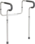 Drive Medical RTL12000 Toilet Safety Frame with Padded Arms, Anodized Aluminum Frame, Height and Width-adjustable Arms, Powder-coated Aluminum Bracket, Capacity up to 300 lb