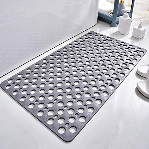 Casa and Beyond Shower Mat,Non Slip Bath Mat and Shower Mat with Suction Cups and Drain Holes,Bathroom Mat Easy to Clean Soft Machine Washable,Bathtub Mat Easy Dry&Cut (Gray,28" x 28"(Rectangular))
