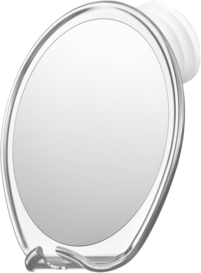 HONEYBULL Fogless Shower Mirror with Suction Mount & Swivel – Anti-Fog Acrylic Bathroom Mirror for Shaving – Built-in Razor Holder, Easy Install, Home Shower Accessory (Chrome)