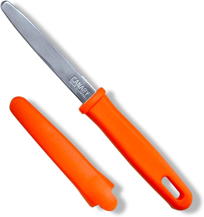 CANARY Cardboard Cutter with Blade Cover - 7.5" Box Cutter Utility Knife for Breaking Down Boxes & Opening Packages - Made in Japan, Orange