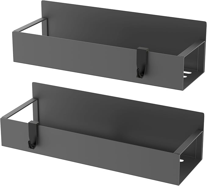 HuggieGems 2 Pack Magnetic Spice Storage Rack Organizer for Refrigerator and Oven, Dark Gray Fridge Organizers and Storage