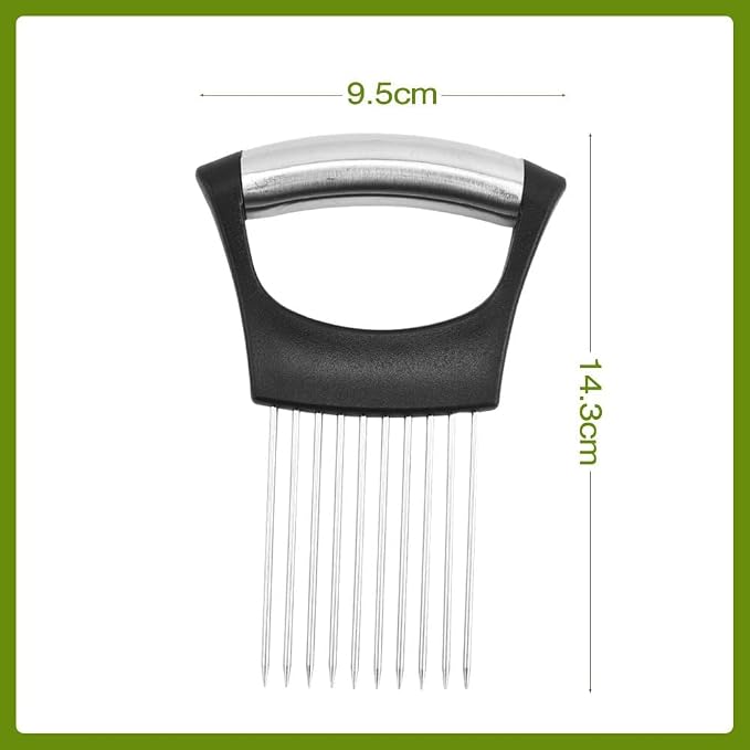 Onion Holder for Slicing, 2025 New Stainless Steel Onion Slice Holder Lemon Slicer Vegetable Cutter, Kitchen Gadgets Chopper Slicing Assistant Tool for Meat, Onion, Tomato, Potato (2 Pcs)