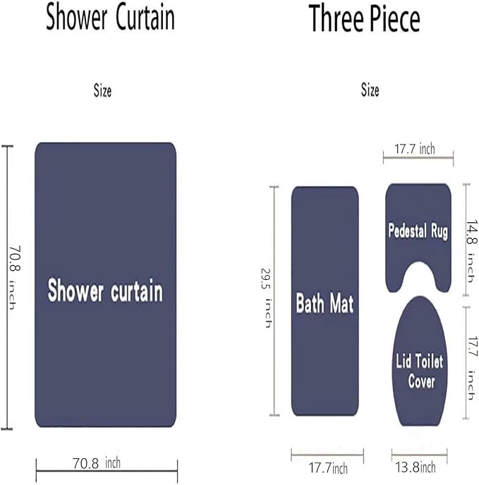Yddsky 4 Pcs Black Geometric Shower Curtain Sets with Rugs Black Bathroom Sets with Shower Curtain and Rugs Modern Bathroom Curtains Shower Set with Toilet Lid Cover for Bathroom Decor Accessories