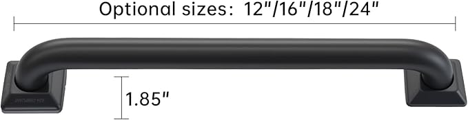 joyrain 500lb Capacity Stainless Steel Grab Bar - Heavy Duty Bathroom Safety Rail for Elderly, Anti-Slip Shower Handle, ADA Compliant (Matte Black, 24 inch)