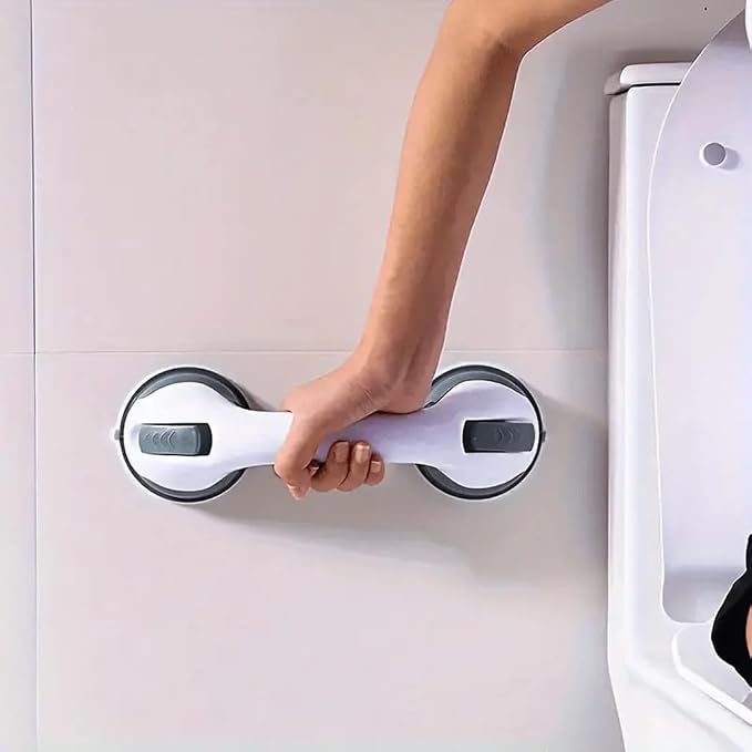 2Pcs Suction Grab Bars for Shower, Safety Handle Support for Bathroom (2, Black, 12in)