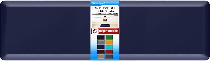 4/5 Inch Thick Kitchen Mat - Cushioned Anti Fatigue Mats for Kitchen Floor - Easy to Clean, Waterproof, Non-Slip Kitchen Rug for Sink, Office, Kitchen (17''x60'' Blue)