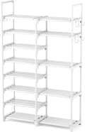 ROJASOP White Shoe Rack, Tall Metal Shoe Rack Organizer for Entryway Closet Garage, 8 Tier Large Shoe Shelf for 26-32 Pairs Boots & Shoes Storage, Space Saving Heavy Duty Shoe Stand