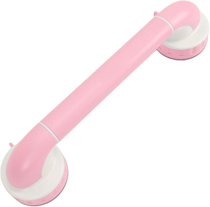 BRRNOO Shower Grab Bar for Kids with Reinforced Suction Cups, Stable Support for Toddlers Learning to Stand, Balanced & Stable Bath Handle, Hygienic & Easy Setup, ABS Material, 14.37in (Pink)