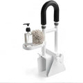 Bathtub Grab Bar Safety Rail for Seniors and Elderly with 300lbs Heavy Duty Iron Support Plus Tool Free Clamp on Shower Handle and Non Slip Bathroom Assist Bar for Side of Tub in White