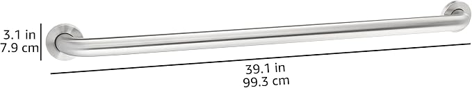 Amazon Basics Bathroom Handicap Safety Grab Bar, 42 Inch Length, 1.5 Inch Diameter, 500LBs Capacity, ADA Compliant, Stainless Steel