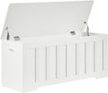 VANKILEY 43.3" Storage Chest Extra Large,Storage Trunk with 2 Safety Hinges,Wooden Storage Bench,Shoe Bench,43.3x15.7x19.1 Inch,Easy Assembly,Storage Bench for Bedroom,Living Room,entryway(White).