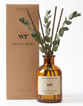 WEALD TRIBE Reed Diffuser Set for Bathroom Air Fresheners, Oil Diffuser Sticks with Flower | Eucalyptus & Mint Scent 4.0 fl oz Home Fragrance with Sticks Defusers | House Bedroom Office Shelf Decor