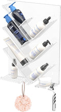 AITEE Acrylic Shower Caddy Organizer for Bathroom, Clear Shampoo Holder Organizer Shelf Wall Mounted, No Drilling and Rustproof, Sturdy and Durable