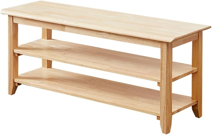 XKZG Shoe Storage Bench Wooden Shoe Rack Bench Simple Style Wood Entryway Bench (Natural,39.4")