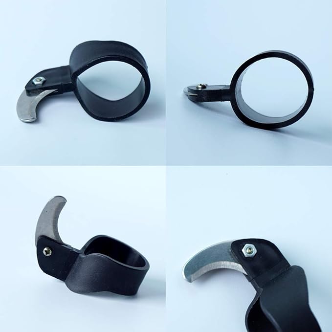 Safety Finger Ring Knife, Portable Utility Cutting Helper Tool with Sharp and Strong Curved Steel Blade, Ring Size 0.8inch/2cm Diameter(2Pack, Black)