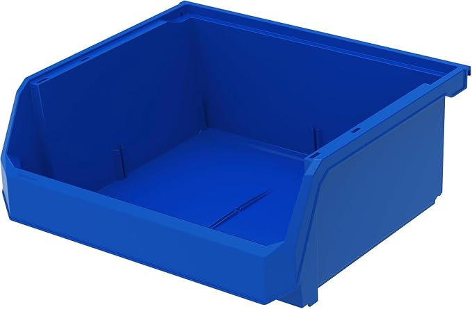 ReadySpace Plastic Containers for Organizing and Storage Bins for Closet, Kitchen, Office, Garage or Pantry Organization, Stackable Bins, Extra Large (14.8" x 16.5" x 7"), 4-Pack, Blue