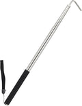 Manual RV Awning Rod Opener Easy Reach Telescopic Puller 13-3/4" to 44-3/4" Stainless Steel Silver & Black - 1pack