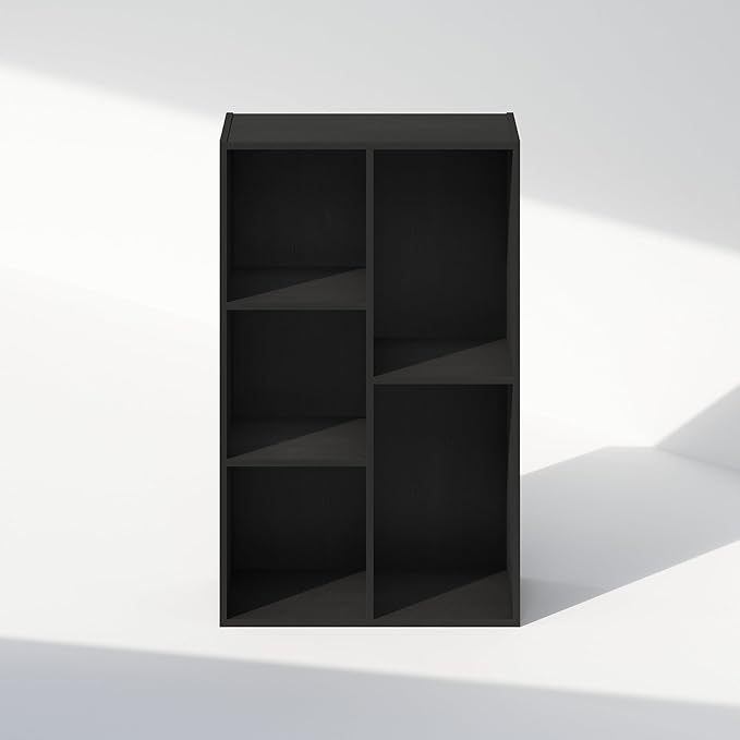 Furinno Reed Closet Organizers and Storage, 5-Cube Reversible Closet Shelves, Closet Organization Shelf, 9.4 x 19.5 x 31.5, for Bedroom, Closet, Blackwood