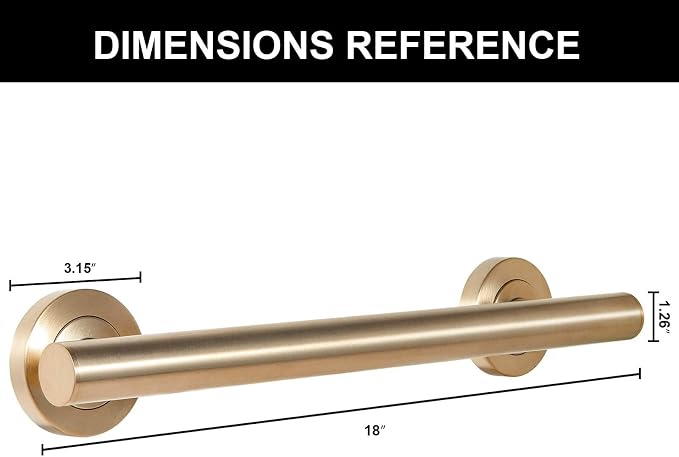 Lava Odoro Shower Grab Bar, Modern Stainless Steel Handicap Grab Bar for Bathtubs and Showers, Shower Safety Bar for Seniors Disabled, ADA-Compliant (Champagne Gold, 18 Inch)