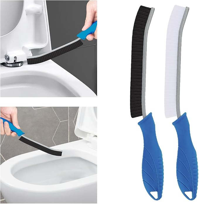 TQRR Toilet Brush, 2 Pcs Bathroom Cleaning Brush, Toilet Scrubber, Deep Toilet Bowl Brush with Hanging Hole, Multifunctional Gap Cleaning Brush, Bristles for Kitchen Sinks, Tub,Shower (2, Navy Blue)