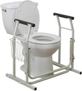 Drive Medical RTL12079 Toilet Safety Frame, Bathroom Grab Bar for Toilets, Freestanding Toilet Rail for Stability, For Users Up to 300 Pounds, White
