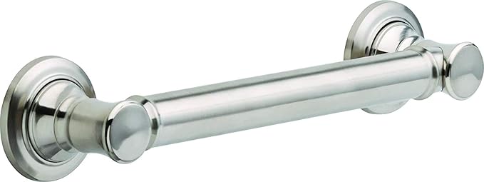 Grab Bar, ADA Compliant Bathroom Shower, Traditional 12 in. x 1-1/4 in. Concealed Screw, Brilliance Stainless Steel