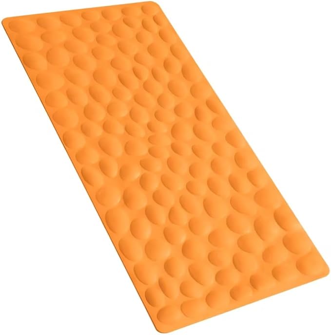 Non-Slip Bathtub Mat OTHWAY Soft Rubber Bathroom Bathmat with Strong Suction Cups (Orange, 16x31.5 inch)